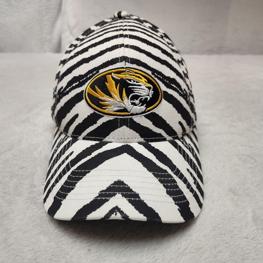 Missouri Tigers Zubaz Hat Cap Snap Back Mens White Zebra Print Patch Twill NCAA